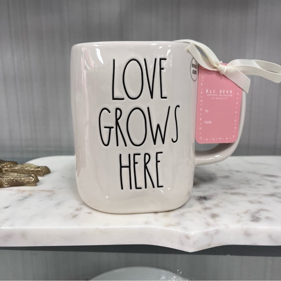 Rae Dunn Other - Rae Dunn Artisan Collection Mug with Black Text “Love Grows Here”